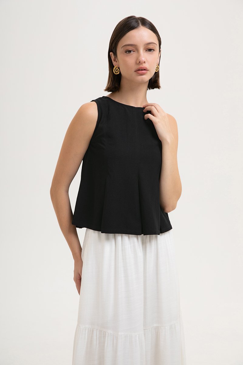 SYLPHY PLEATED LINEN TOP