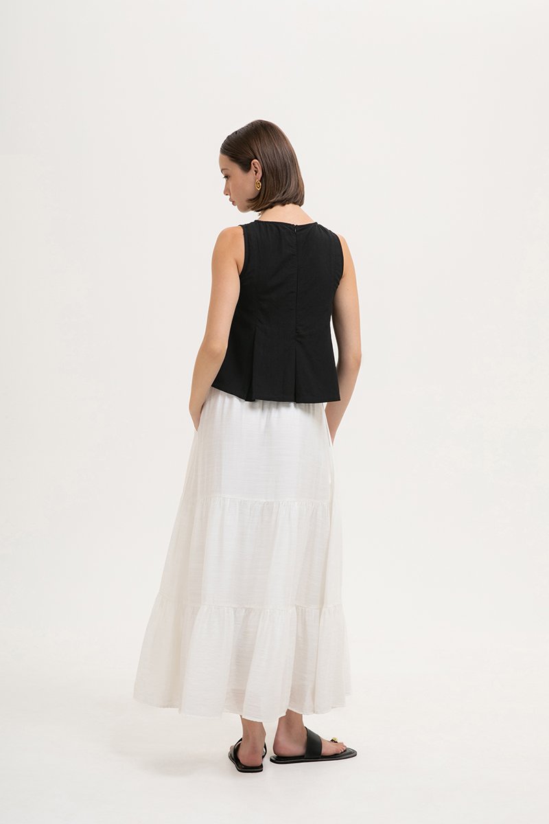 SYLPHY PLEATED LINEN TOP