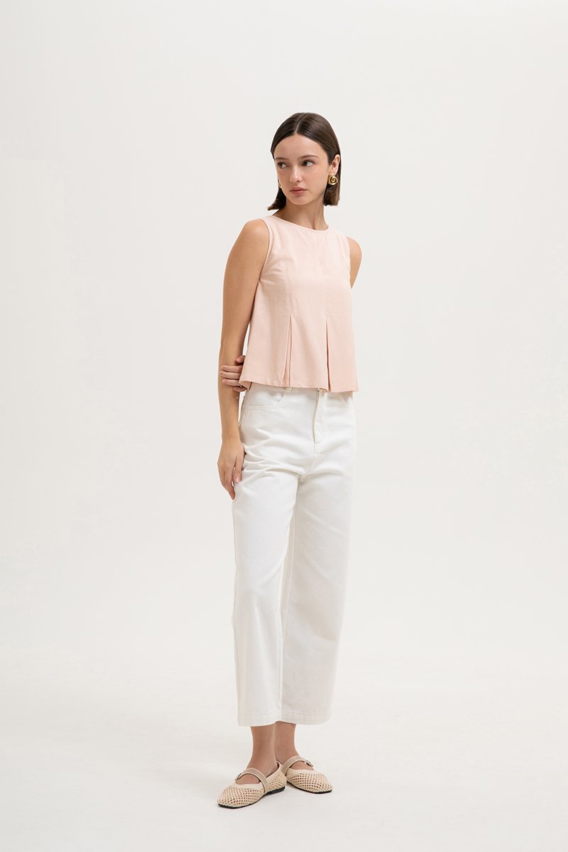 SYLPHY PLEATED LINEN TOP