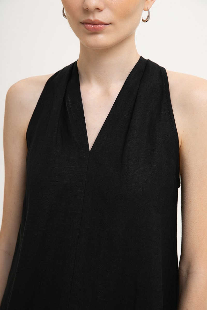 KYLENE HALTER TRAPEZE LINEN TOP