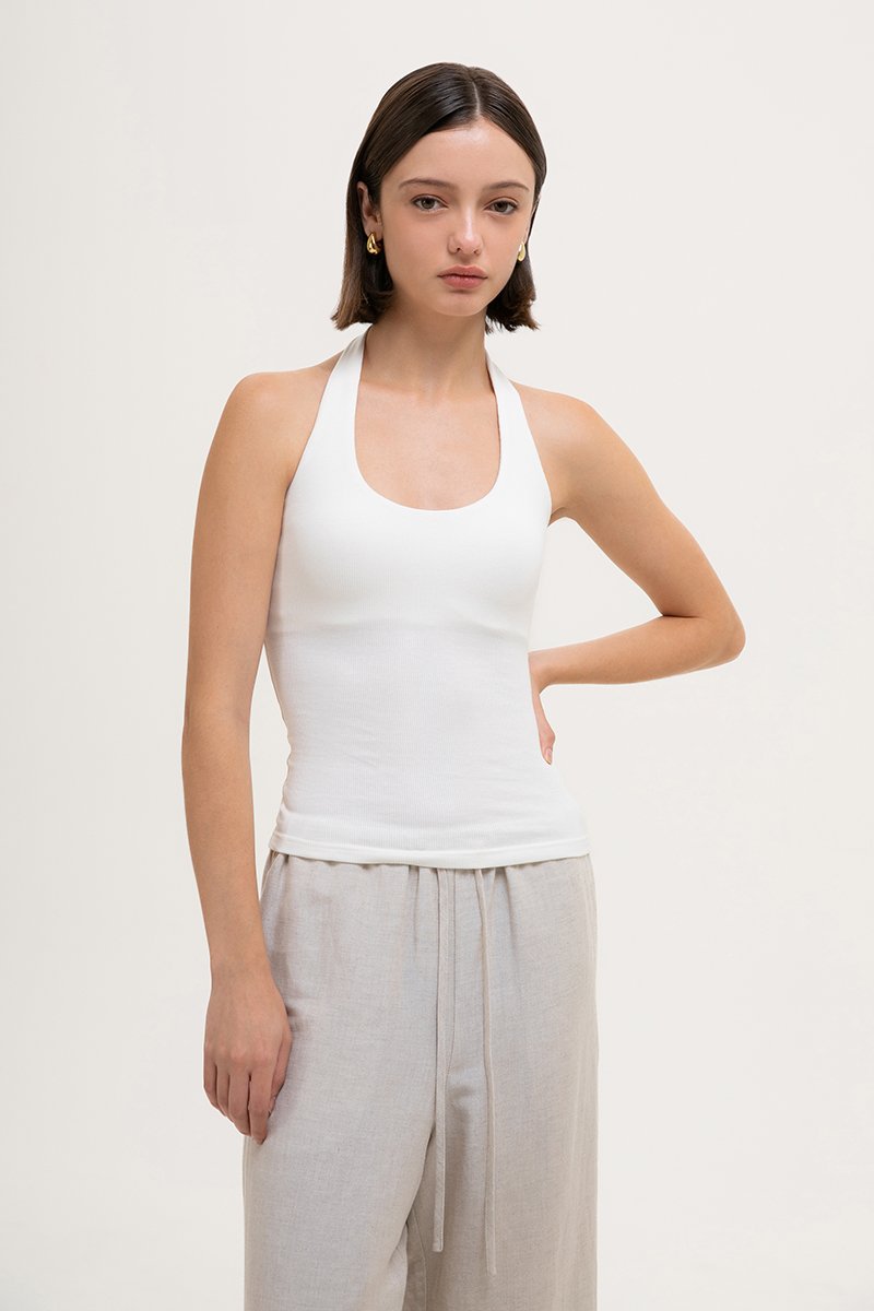 MARTA HALTER RIBBED KNIT TOP MARTA HALTER RIBBED KNIT TOP