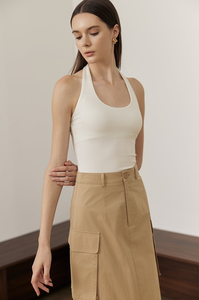 MARTA HALTER RIBBED KNIT TOP MARTA HALTER RIBBED KNIT TOP