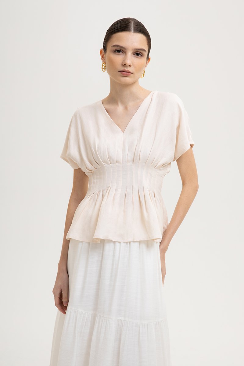 ANIKA PIN TUCK LINEN TOP