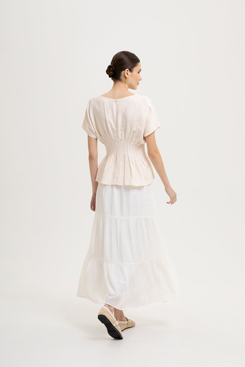 ANIKA PIN TUCK LINEN TOP