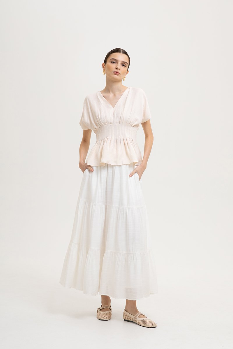 ANIKA PIN TUCK LINEN TOP