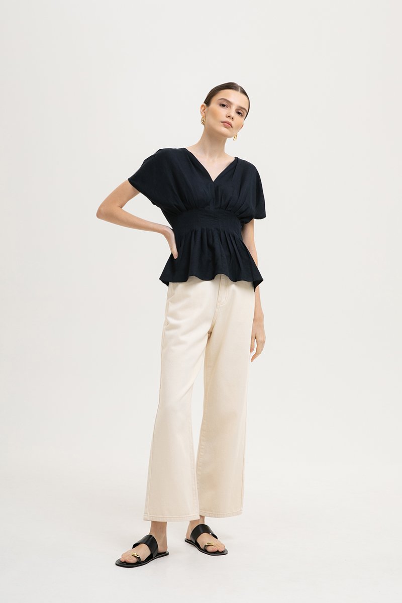 ANIKA PIN TUCK LINEN TOP