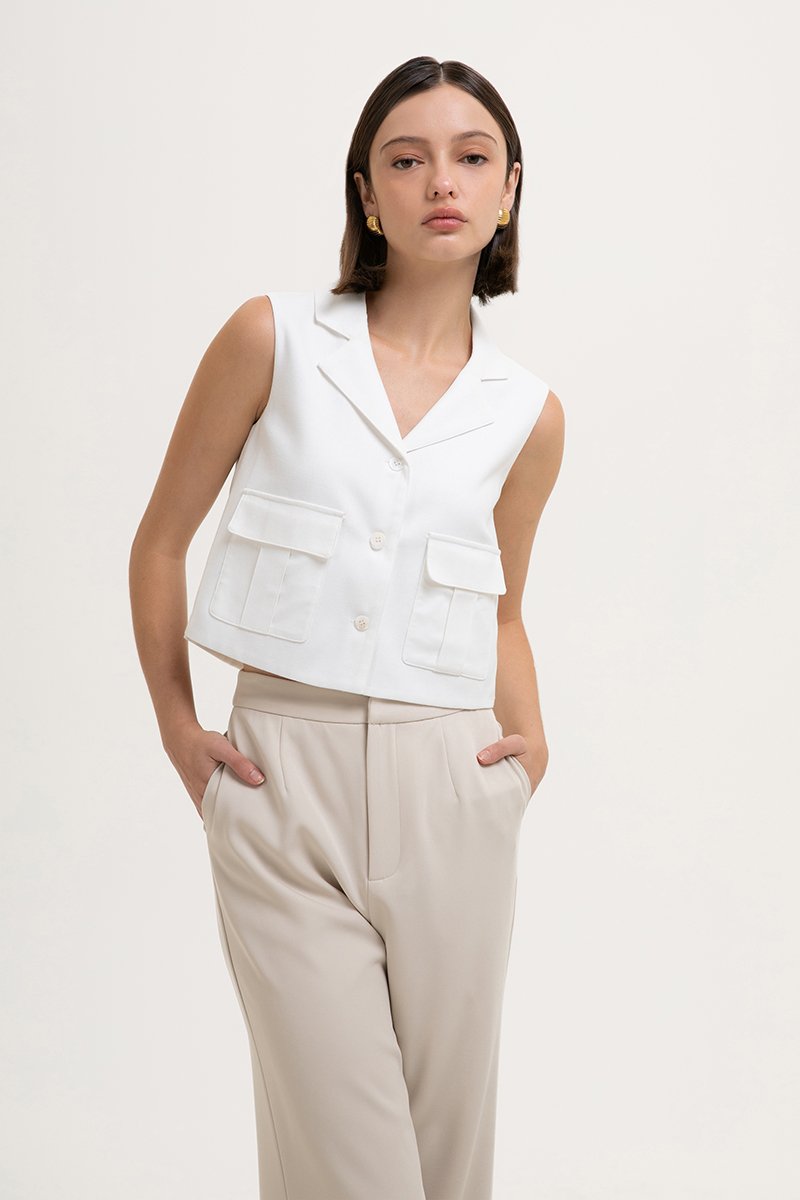 JULIA PATCH POCKET VEST TOP JULIA PATCH POCKET VEST TOP