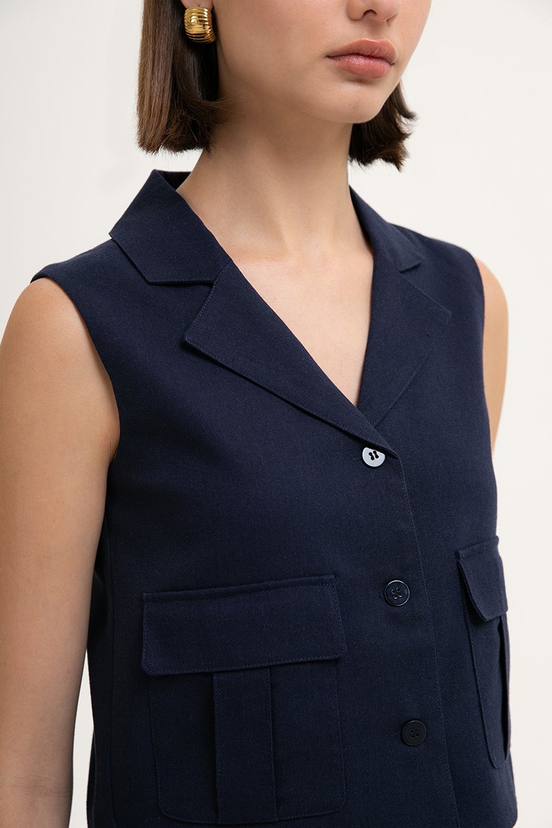 JULIA PATCH POCKET VEST TOP JULIA PATCH POCKET VEST TOP