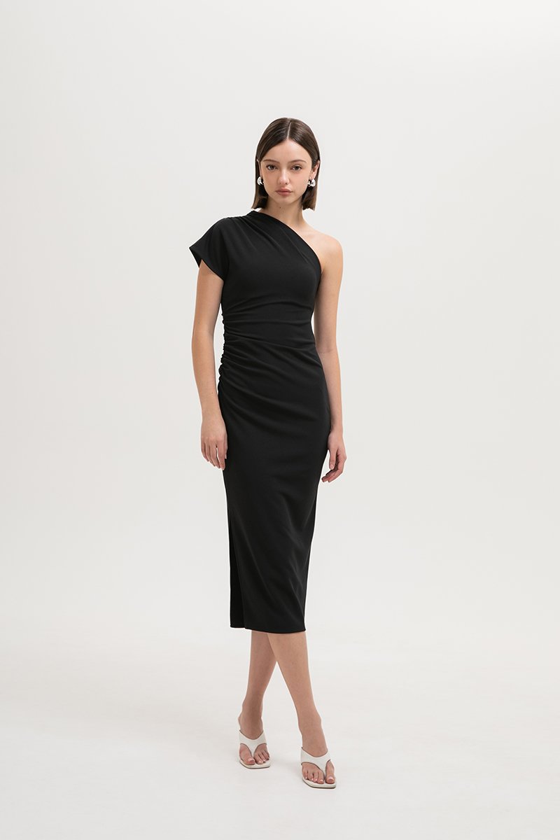 MARCIA TOGA RUCHED MIDI DRESS