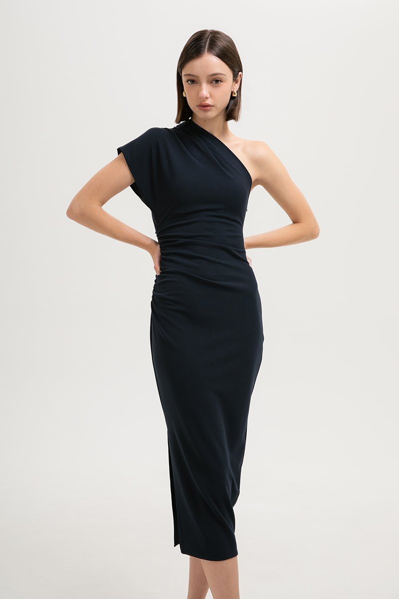 MARCIA TOGA RUCHED MIDI DRESS