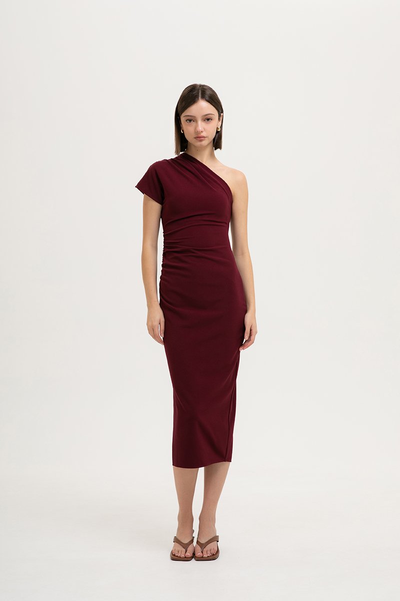 MARCIA TOGA RUCHED MIDI DRESS