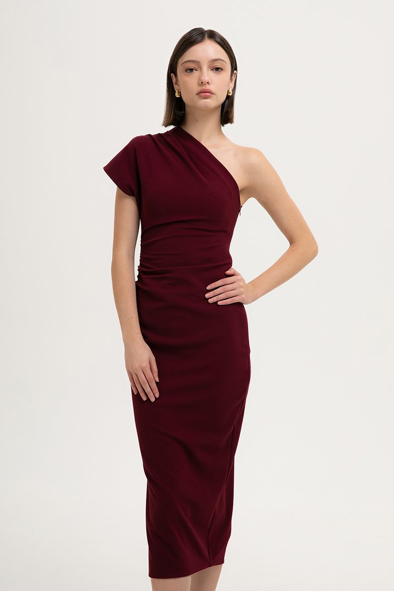 MARCIA TOGA RUCHED MIDI DRESS