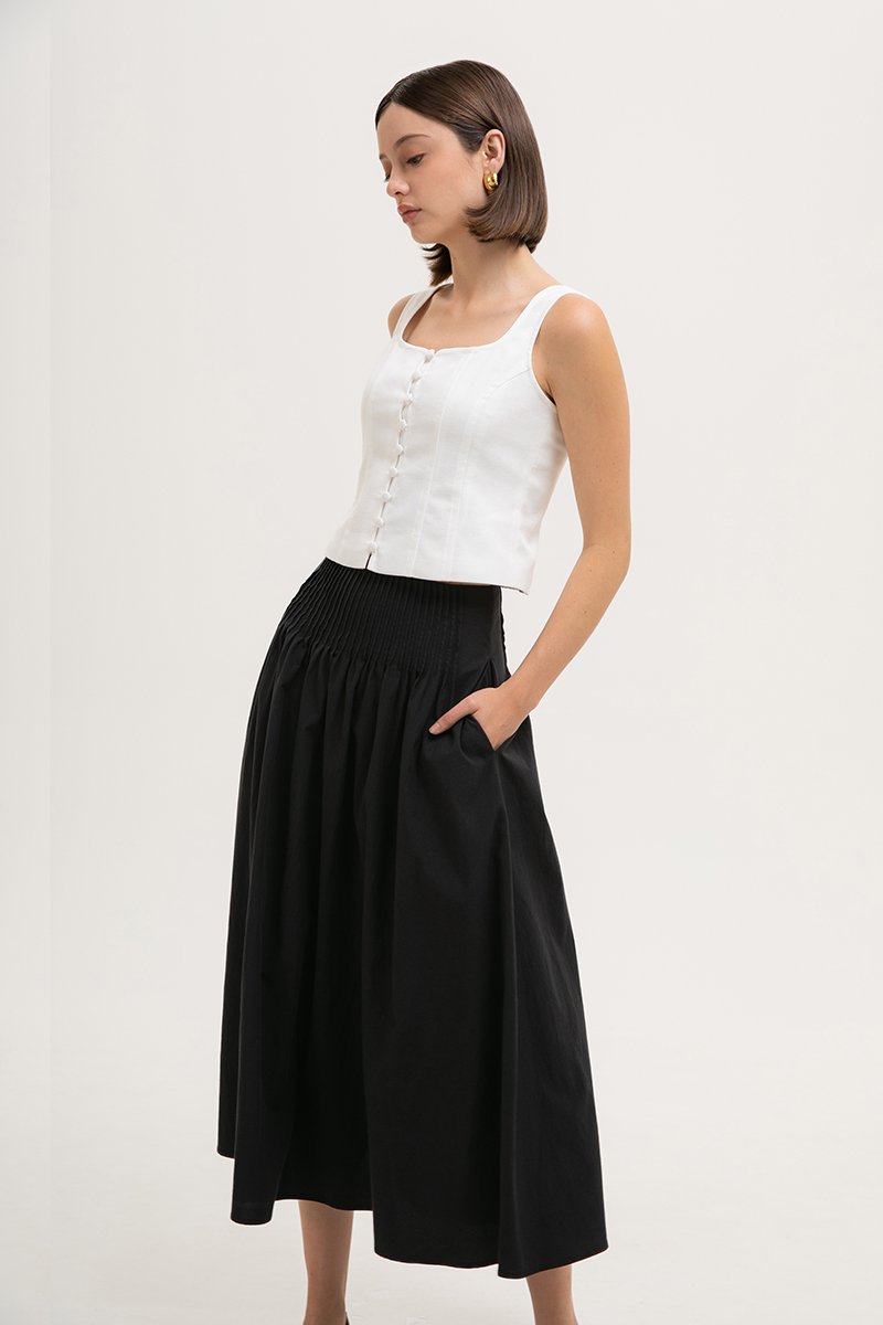 *BACKORDER* HANNAH PIN TUCK MIDI SKIRT (PETITE)