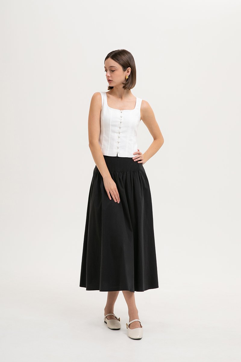 *BACKORDER* HANNAH PIN TUCK MIDI SKIRT (PETITE)