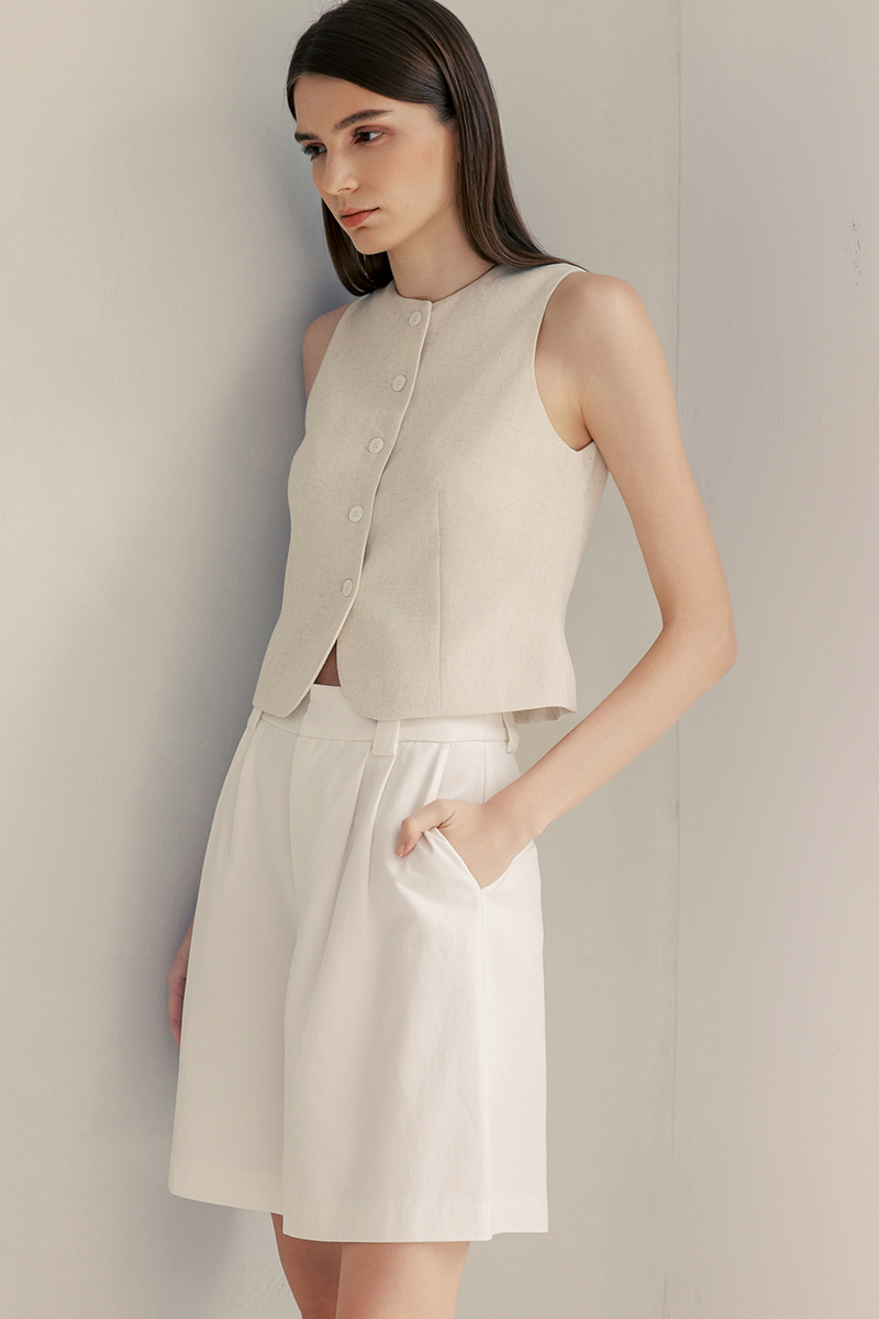 *BACKORDER* VIVIENNE PLEATED TWILL LONG SHORTS
