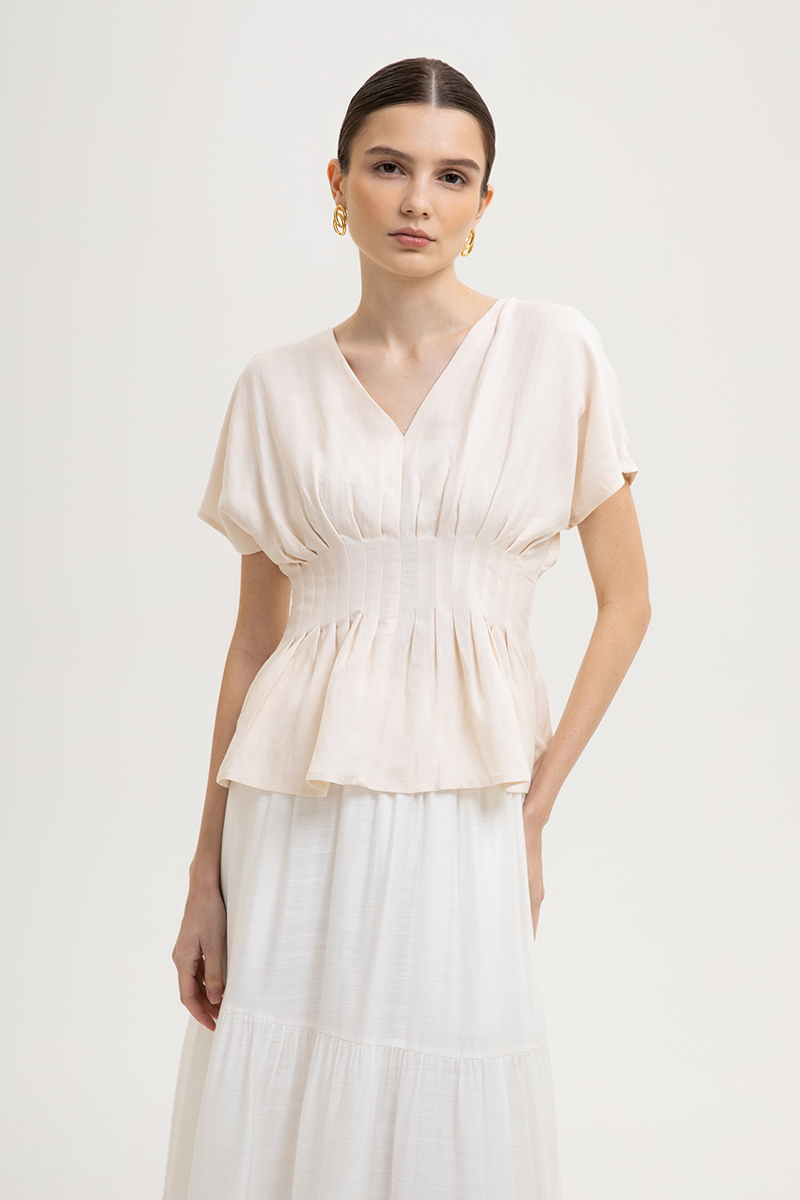 ANIKA PIN TUCK LINEN TOP