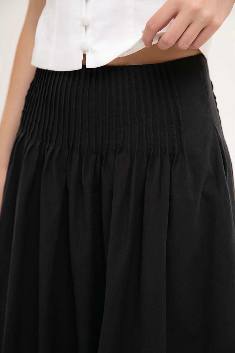HANNAH PIN TUCK MIDI SKIRT (PETITE)