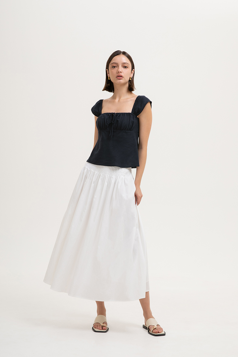 HANNAH PIN TUCK MIDI SKIRT (PETITE)
