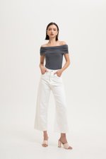 JEMMA RUCHED OFF SHOULDER MESH TOP JEMMA RUCHED OFF SHOULDER MESH TOP