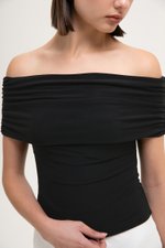 JEMMA RUCHED OFF SHOULDER MESH TOP JEMMA RUCHED OFF SHOULDER MESH TOP