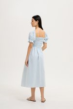 AINSLIE PUFF SLEEVES SMOCKED LINEN DRESS