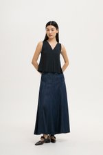 CARLINA PLEATED V NECK TOP