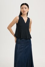 CARLINA PLEATED V NECK TOP