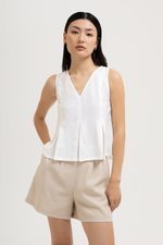 CARLINA PLEATED V NECK TOP