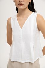 CARLINA PLEATED V NECK TOP