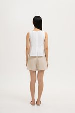 CARLINA PLEATED V NECK TOP