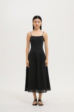 TERRIA DROP WAIST CHECKERED COTTON DRESS