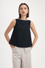 LAUREN SPLIT BACK LINEN TOP LAUREN SPLIT BACK LINEN TOP