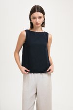 LAUREN SPLIT BACK LINEN TOP LAUREN SPLIT BACK LINEN TOP