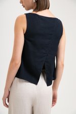 LAUREN SPLIT BACK LINEN TOP LAUREN SPLIT BACK LINEN TOP