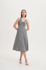 RUTH TIE FRONT GINGHAM MIDI DRESS