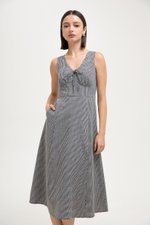 RUTH TIE FRONT GINGHAM MIDI DRESS