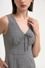 RUTH TIE FRONT GINGHAM MIDI DRESS