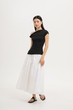 VIKKI ASYMMETRIC TWIST OFF SHOULDER TOP