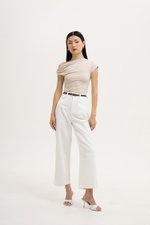 VIKKI ASYMMETRIC TWIST OFF SHOULDER TOP