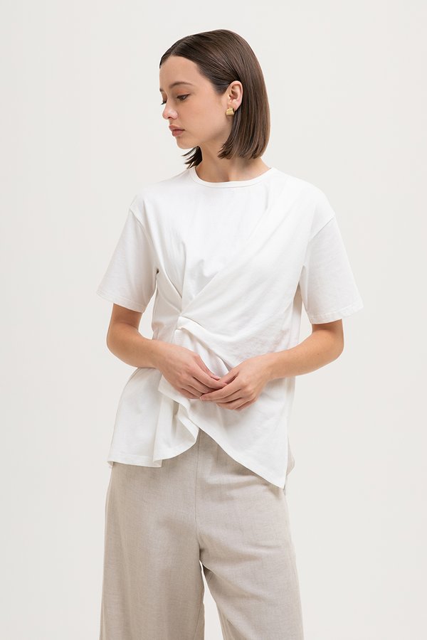ROCHELLE ASYMMETRIC PLEAT TEE