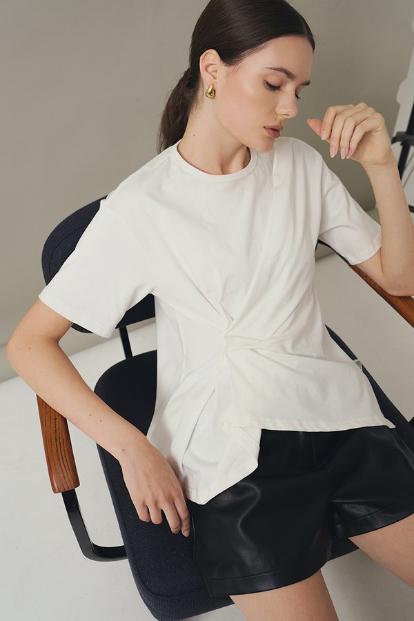 ROCHELLE ASYMMETRIC PLEAT TEE
