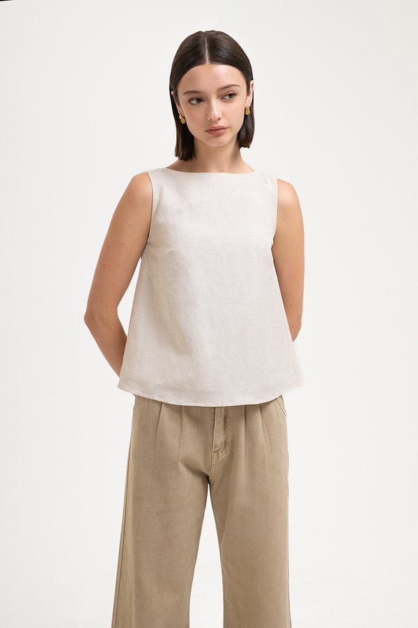 LAUREN SPLIT BACK LINEN TOP