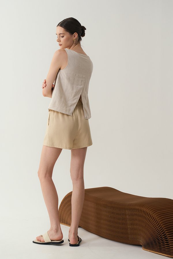 LAUREN SPLIT BACK LINEN TOP