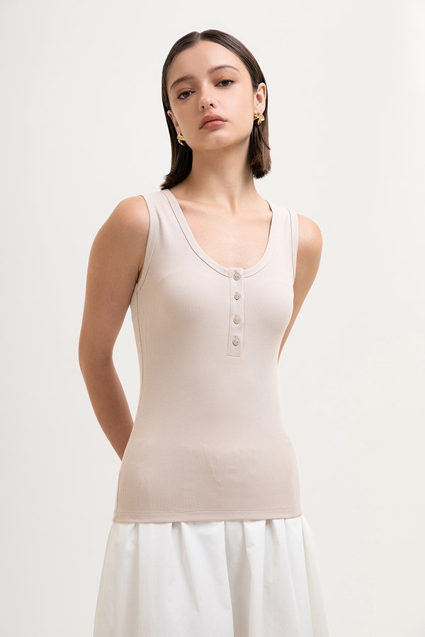MAVIE SCOOP NECK BUTTON DOWN TANK TOP