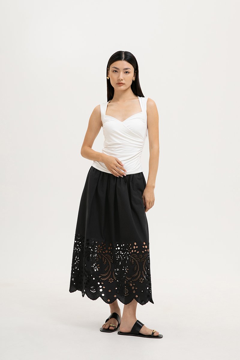 VADELLA SWEET HEART RUCHED MODAL TOP