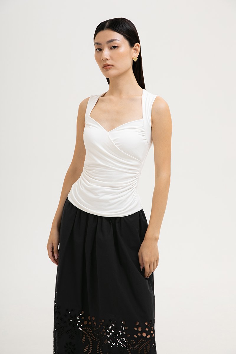 VADELLA SWEET HEART RUCHED MODAL TOP