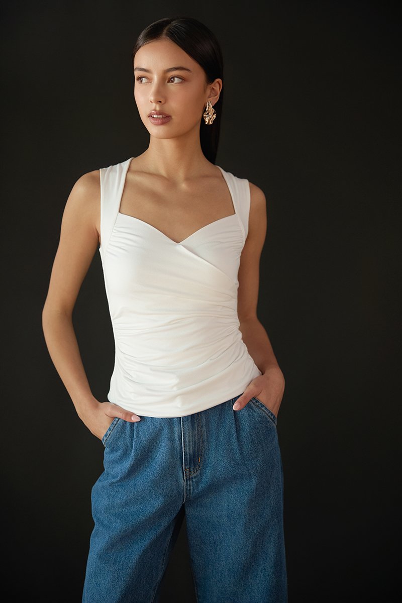 VADELLA SWEET HEART RUCHED MODAL TOP