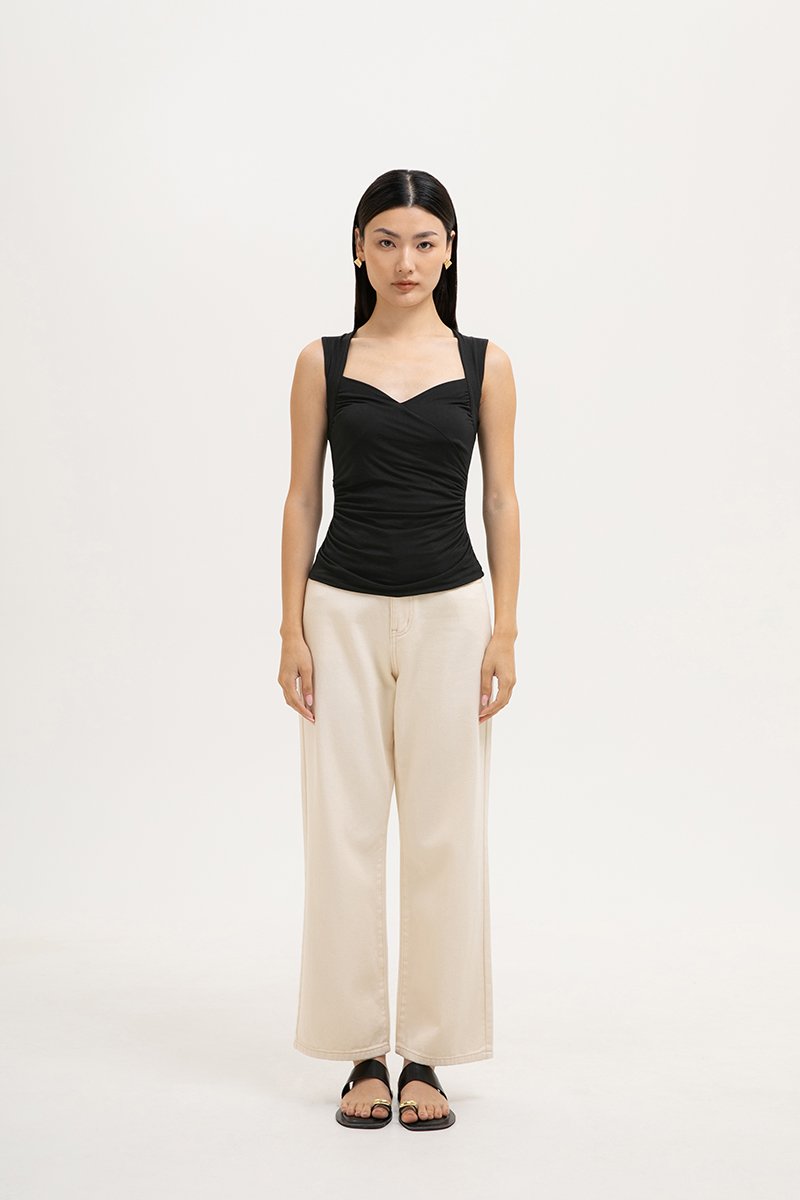 VADELLA SWEET HEART RUCHED MODAL TOP