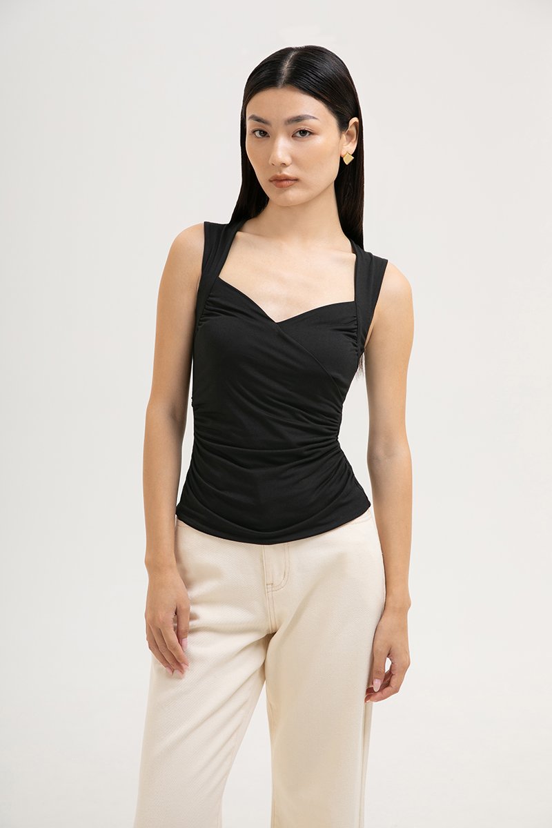 VADELLA SWEET HEART RUCHED MODAL TOP