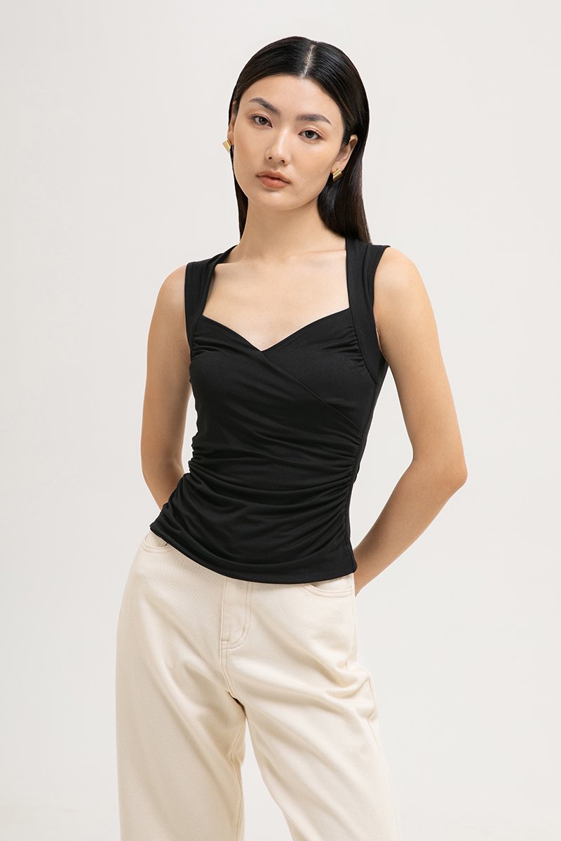 VADELLA SWEET HEART RUCHED MODAL TOP